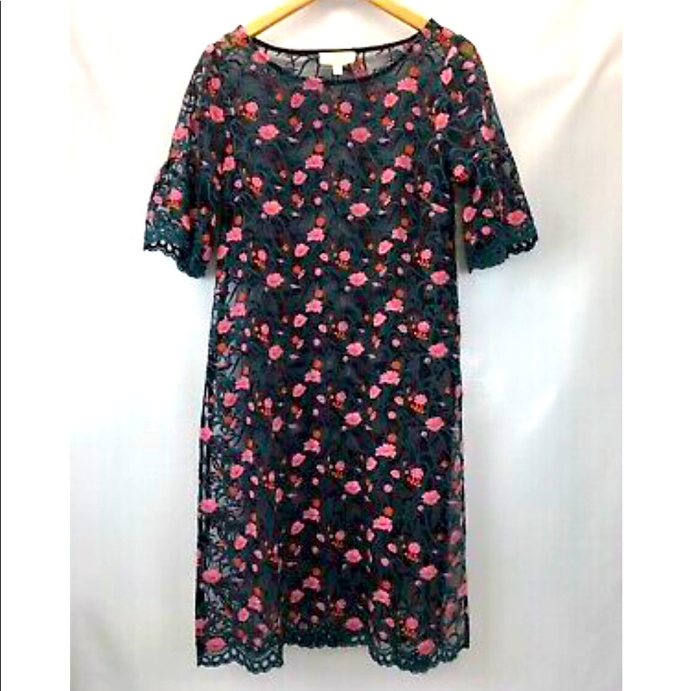 Anthropology Moulinette Soeurs black lace overlay dress NO SLIP